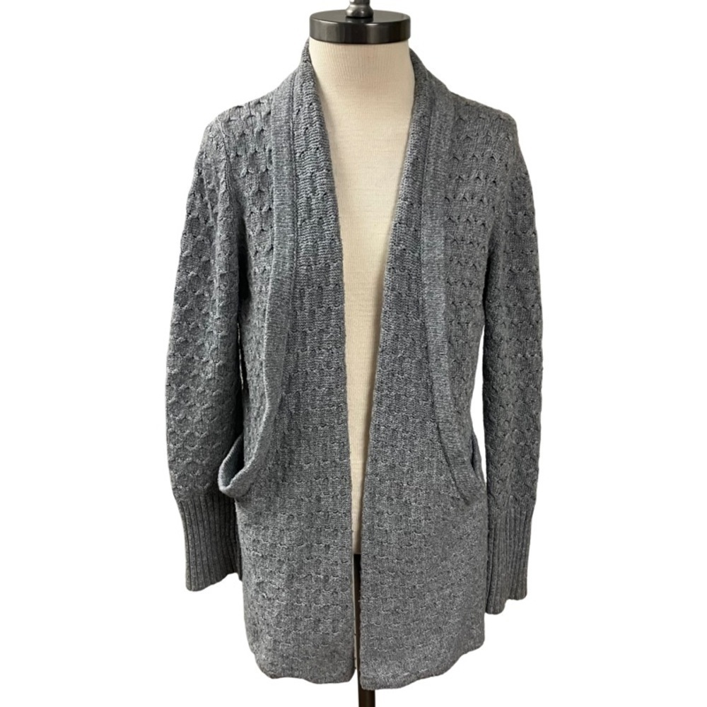 BRIXON IVY Lesley Cable Knit Open Cardigan Shawl Pockets Women’s SZ Medium